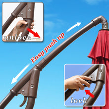 Load image into Gallery viewer, STRONG CAMEL 6.5'x10' 80 LED Patio Battery Hanging Sunshade Umbrella  Canopy Outdoor