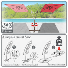 Load image into Gallery viewer, STRONG CAMEL 6.5'x10' 80 LED Patio Battery Hanging Sunshade Umbrella  Canopy Outdoor