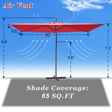 Load image into Gallery viewer, STRONG CAMEL 6.5'x10' 80 LED Patio Battery Hanging Sunshade Umbrella  Canopy Outdoor