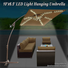 Load image into Gallery viewer, STRONG CAMEL 6.5'x10' 80 LED Patio Battery Hanging Sunshade Umbrella  Canopy Outdoor