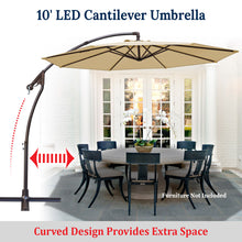 Load image into Gallery viewer, STRONG CAMEL 10' Battery Cantilever LED Light Offset Patio Hanging Umbrella