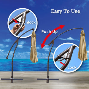 STRONG CAMEL 10' Battery Cantilever LED Light Offset Patio Hanging Umbrella