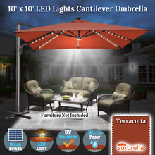 Load image into Gallery viewer, STRONG CAMEL 10' x 10' Anti-wind Cantilever Big Roma Solar LED Patio Umbrella Offset Waterproof