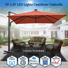 Load image into Gallery viewer, STRONG CAMEL 10' x 10' Anti-wind Cantilever Big Roma Solar LED Patio Umbrella Offset Waterproof