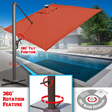 Load image into Gallery viewer, STRONG CAMEL 10' x 10' Anti-wind Cantilever Big Roma Solar LED Patio Umbrella Offset Waterproof