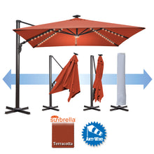 Load image into Gallery viewer, STRONG CAMEL 10' x 10' Anti-wind Cantilever Big Roma Solar LED Patio Umbrella Offset Waterproof