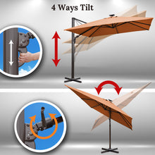 Load image into Gallery viewer, STRONG CAMEL 10' x 10' Anti-wind Cantilever Big Roma Solar LED Patio Umbrella Offset Waterproof