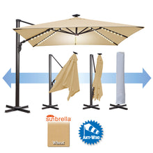 Load image into Gallery viewer, STRONG CAMEL 10' x 10' Anti-wind Cantilever Big Roma Solar LED Patio Umbrella Offset Waterproof