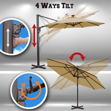 Load image into Gallery viewer, STRONG CAMEL 11.5' Anti-wind Cantilever Big Roma Solar LED Patio Umbrella Offset Waterproof