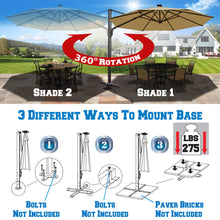 Load image into Gallery viewer, STRONG CAMEL 11.5' Anti-wind Cantilever Big Roma Solar LED Patio Umbrella Offset Waterproof