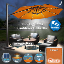 Load image into Gallery viewer, STRONG CAMEL 11.5' Anti-wind Cantilever Big Roma Solar LED Patio Umbrella Offset Waterproof