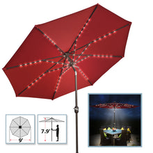 Load image into Gallery viewer, STRONG CAMEL Brand New 9' 80LED Light Sunshade Solar Patio Umbrella with Tilt Crank Outdoor