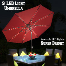 Load image into Gallery viewer, STRONG CAMEL Brand New 9&#39; 80LED Light Sunshade Solar Patio Umbrella with Tilt Crank Outdoor
