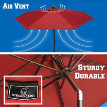 Load image into Gallery viewer, STRONG CAMEL Brand New 9' 80LED Light Sunshade Solar Patio Umbrella with Tilt Crank Outdoor