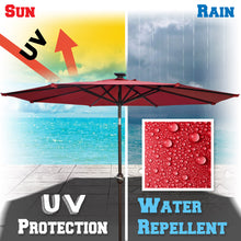 Load image into Gallery viewer, STRONG CAMEL Brand New 9' 80LED Light Sunshade Solar Patio Umbrella with Tilt Crank Outdoor