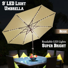 Load image into Gallery viewer, STRONG CAMEL Brand New 9' 80LED Light Sunshade Solar Patio Umbrella with Tilt Crank Outdoor