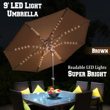 Load image into Gallery viewer, STRONG CAMEL Brand New 9' 80LED Light Sunshade Solar Patio Umbrella with Tilt Crank Outdoor