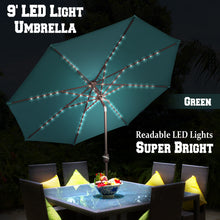 Load image into Gallery viewer, STRONG CAMEL Brand New 9' 80LED Light Sunshade Solar Patio Umbrella with Tilt Crank Outdoor