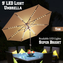 Load image into Gallery viewer, STRONG CAMEL Brand New 9' 80LED Light Sunshade Solar Patio Umbrella with Tilt Crank Outdoor