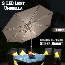 Load image into Gallery viewer, STRONG CAMEL Brand New 9' 80LED Light Sunshade Solar Patio Umbrella with Tilt Crank Outdoor