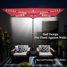 Load image into Gallery viewer, STRONG CAMEL 7.5 FTx3.9 FT LED lights Patio Battery Power Half Umbrella for Garden Outdoor