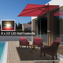 Load image into Gallery viewer, STRONG CAMEL 7.5 FTx3.9 FT LED lights Patio Battery Power Half Umbrella for Garden Outdoor