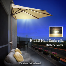 Load image into Gallery viewer, STRONG CAMEL 9 FT LED lights Patio Battery Power Half Umbrella for Outdoor Garden