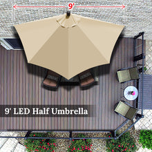 Load image into Gallery viewer, STRONG CAMEL 9 FT LED lights Patio Battery Power Half Umbrella for Outdoor Garden