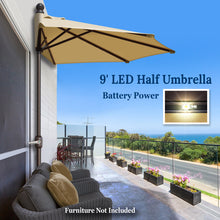 Load image into Gallery viewer, STRONG CAMEL 9 FT LED lights Patio Battery Power Half Umbrella for Outdoor Garden