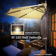Load image into Gallery viewer, STRONG CAMEL 10 FT Patio Battery Power All Balcony Half Umbrella for Garden Outdoor