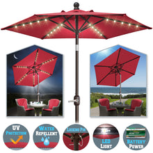Load image into Gallery viewer, STRONG CAMEL 6/7/8/9' LED Lighted Battery Patio Umbrella Tilt Sunshade for Outdoor
