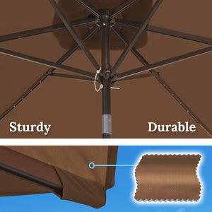 STRONG CAMEL 10x6.5ft Rectangle Tilt Sunshade Yard Patio Battery LED Lighted Umbrella