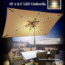 Load image into Gallery viewer, STRONG CAMEL 10x6.5ft Rectangle Tilt Sunshade Yard Patio Battery LED Lighted Umbrella