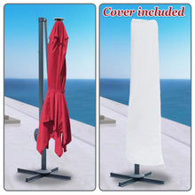 Load image into Gallery viewer, STRONG CAMEL Outdoor 10'x10' LED Light Offset Cantilever Umbrella Patio Deluxe Hanging Umbrella with 360° Cross Base ( Burgundy)