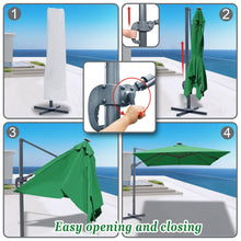 Load image into Gallery viewer, STRONG CAMEL Outdoor 10'x10' LED Light Offset Cantilever Umbrella Patio Deluxe Hanging Umbrella with 360° Cross Base (Green)