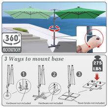 Load image into Gallery viewer, STRONG CAMEL Outdoor 10'x10' LED Light Offset Cantilever Umbrella Patio Deluxe Hanging Umbrella with 360° Cross Base (Green)