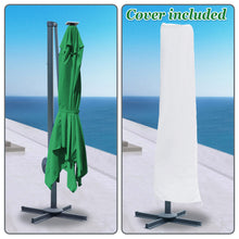 Load image into Gallery viewer, STRONG CAMEL Outdoor 10'x10' LED Light Offset Cantilever Umbrella Patio Deluxe Hanging Umbrella with 360° Cross Base (Green)