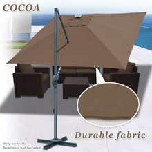 Load image into Gallery viewer, STRONG CAMEL Outdoor 10'x10' LED Light Offset Cantilever Umbrella Patio Deluxe Hanging Umbrella with 360° Cross Base (Cocoa)