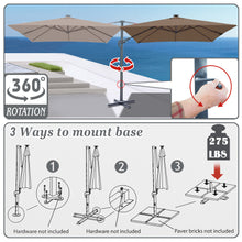 Load image into Gallery viewer, STRONG CAMEL Outdoor 10'x10' LED Light Offset Cantilever Umbrella Patio Deluxe Hanging Umbrella with 360° Cross Base (Cocoa)