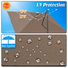 Load image into Gallery viewer, STRONG CAMEL Outdoor 10'x10' LED Light Offset Cantilever Umbrella Patio Deluxe Hanging Umbrella with 360° Cross Base (Cocoa)