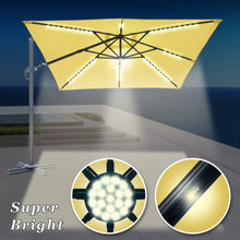 Load image into Gallery viewer, STRONG CAMEL Outdoor 10'x10' LED Light Offset Cantilever Umbrella Patio Deluxe Hanging Umbrella with 360° Cross Base (Beige)