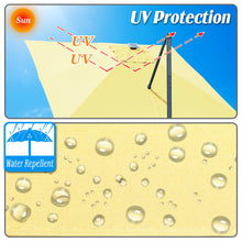 Load image into Gallery viewer, STRONG CAMEL Outdoor 10'x10' LED Light Offset Cantilever Umbrella Patio Deluxe Hanging Umbrella with 360° Cross Base (Beige)