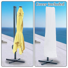 Load image into Gallery viewer, STRONG CAMEL Outdoor 10'x10' LED Light Offset Cantilever Umbrella Patio Deluxe Hanging Umbrella with 360° Cross Base (Beige)