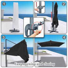 Load image into Gallery viewer, STRONG CAMEL Outdoor 10'x10' LED Light Offset Cantilever Umbrella Patio Deluxe Hanging Umbrella with 360° Cross Base (Black )