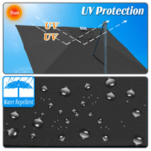 Load image into Gallery viewer, STRONG CAMEL Outdoor 10'x10' LED Light Offset Cantilever Umbrella Patio Deluxe Hanging Umbrella with 360° Cross Base (Black )