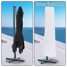 Load image into Gallery viewer, STRONG CAMEL Outdoor 10'x10' LED Light Offset Cantilever Umbrella Patio Deluxe Hanging Umbrella with 360° Cross Base (Black )