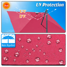Load image into Gallery viewer, STRONG CAMEL Outdoor 10'x10' LED Light Offset Cantilever Umbrella Patio Deluxe Hanging Umbrella with 360° Cross Base ( Burgundy)