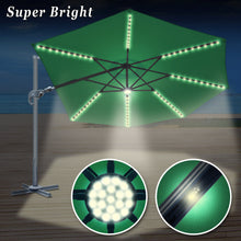Load image into Gallery viewer, STRONG CAMEL Outdoor 11.5 FT Offset Cantilever Umbrella Solar LED Light Outdoor Patio Market Hanging Umbrella with Cross Base (Green)