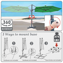 Load image into Gallery viewer, STRONG CAMEL Outdoor 11.5 FT Offset Cantilever Umbrella Solar LED Light Outdoor Patio Market Hanging Umbrella with Cross Base (Green)