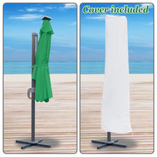Load image into Gallery viewer, STRONG CAMEL Outdoor 11.5 FT Offset Cantilever Umbrella Solar LED Light Outdoor Patio Market Hanging Umbrella with Cross Base (Green)